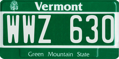 VT license plate WWZ630