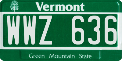 VT license plate WWZ636