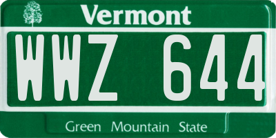 VT license plate WWZ644