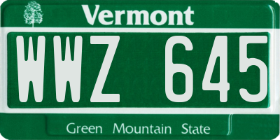 VT license plate WWZ645