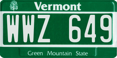 VT license plate WWZ649