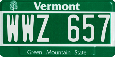 VT license plate WWZ657