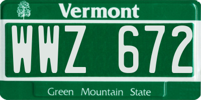 VT license plate WWZ672
