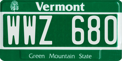 VT license plate WWZ680