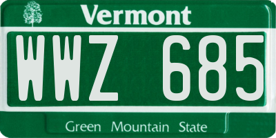 VT license plate WWZ685