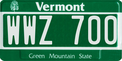 VT license plate WWZ700
