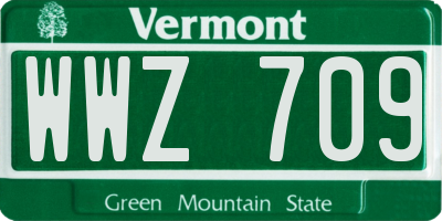 VT license plate WWZ709