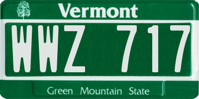 VT license plate WWZ717