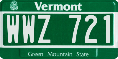 VT license plate WWZ721