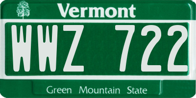 VT license plate WWZ722