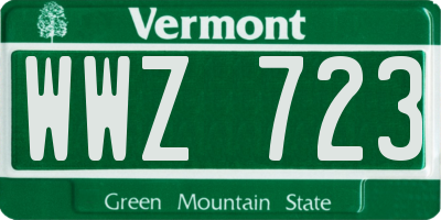 VT license plate WWZ723