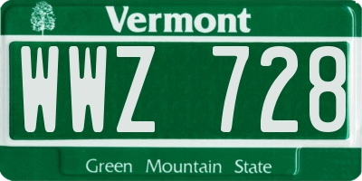 VT license plate WWZ728