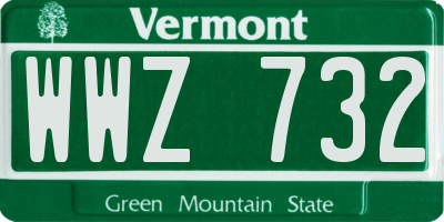 VT license plate WWZ732