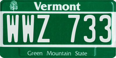 VT license plate WWZ733