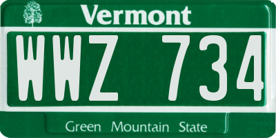VT license plate WWZ734