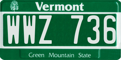 VT license plate WWZ736