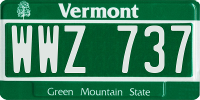 VT license plate WWZ737