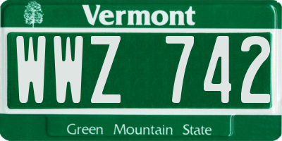 VT license plate WWZ742