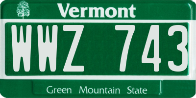 VT license plate WWZ743
