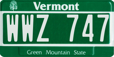 VT license plate WWZ747