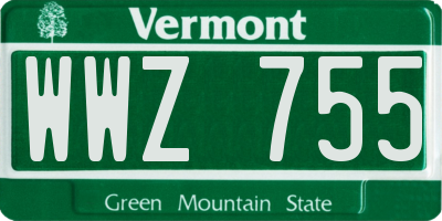 VT license plate WWZ755
