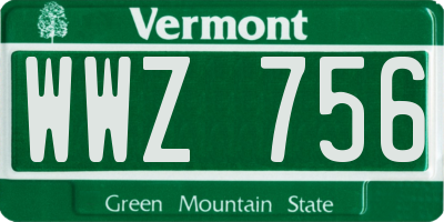 VT license plate WWZ756