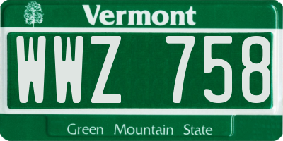 VT license plate WWZ758