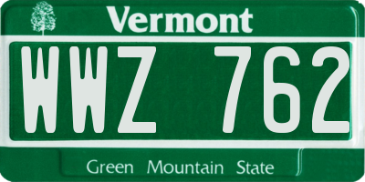VT license plate WWZ762