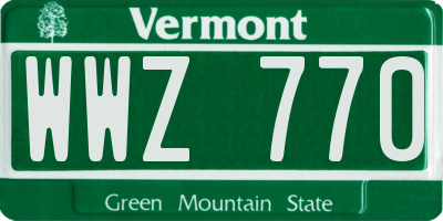 VT license plate WWZ770