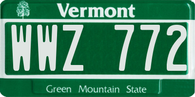 VT license plate WWZ772