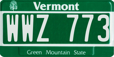 VT license plate WWZ773