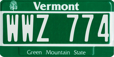 VT license plate WWZ774