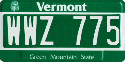 VT license plate WWZ775