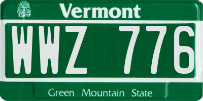 VT license plate WWZ776