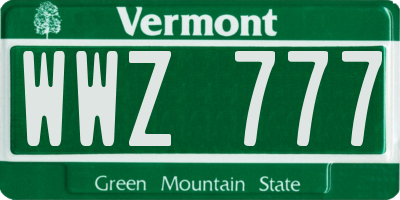VT license plate WWZ777