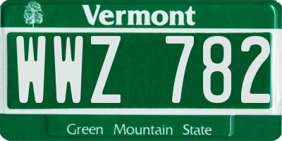 VT license plate WWZ782