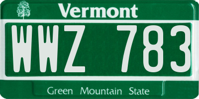 VT license plate WWZ783