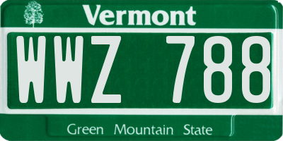 VT license plate WWZ788