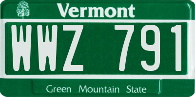 VT license plate WWZ791