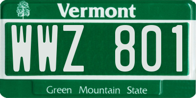 VT license plate WWZ801