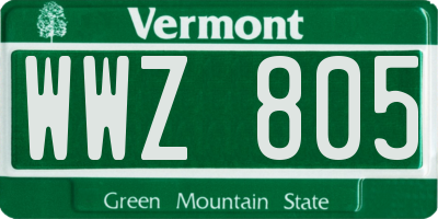 VT license plate WWZ805