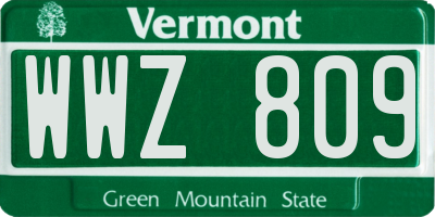 VT license plate WWZ809