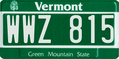 VT license plate WWZ815