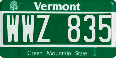 VT license plate WWZ835