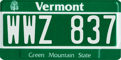 VT license plate WWZ837