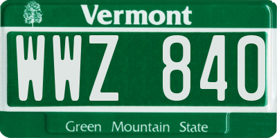 VT license plate WWZ840