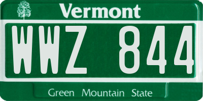 VT license plate WWZ844