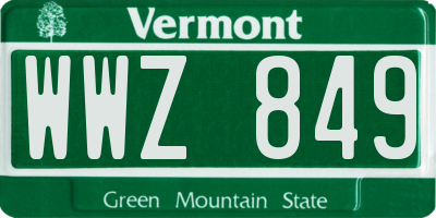 VT license plate WWZ849