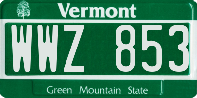 VT license plate WWZ853