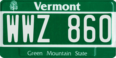 VT license plate WWZ860